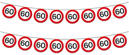 Folat Slinger 60 jaar - 2x - verkeersborden - 10 meter - 60e verjaardag vlaggenlijn - versiering
