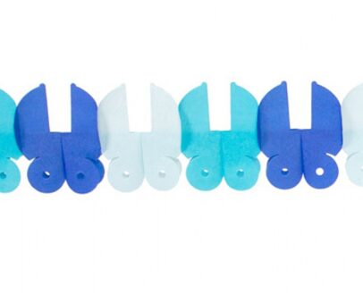 Folat Slinger - papier - 6 meter - blauw - baby geboorte jongen - wiegjes - feestversiering Multi