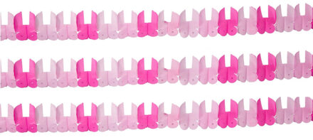 Folat Slinger - Set van 3x stuks - papier - 6M - roze - baby geboorte meisje - wiegjes - feestversiering