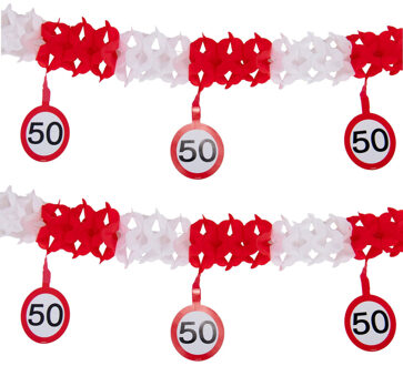 Folat Slingers 50 jaar - 2x - 4 meter - verkeersborden - verjaardag versiering - Abraham/Sarah