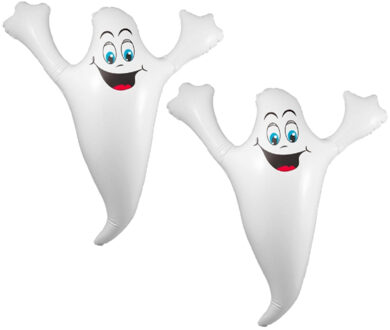 Folat spook - 2x stuks - wit - 52 cm - opblaasbaar - Halloween decoratie - feestartikelen