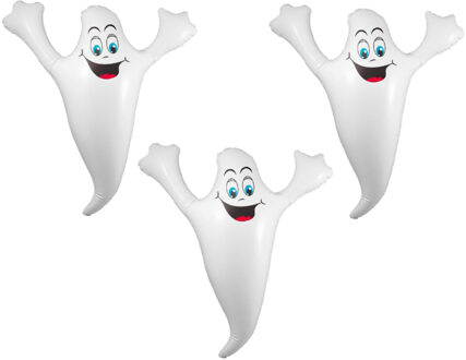 Folat spook - 3x stuks - wit - 52 cm - opblaasbaar - Halloween decoratie - feestartikelen