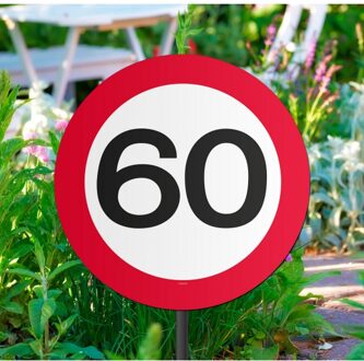 Folat Stopbord 60 jaar - 2x - themafeest - verjaardag - tuinbord - feestartikelen