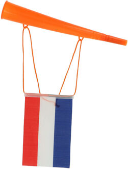 Folat Supporters blaastoeter met Nederlandse vlag - oranje - kunststof - 36 cm