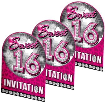 Folat Sweet 16 thema party uitnodigingskaarten 32x stuks