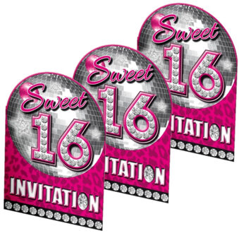 Folat Sweet 16 thema party uitnodigingskaarten 40x stuks