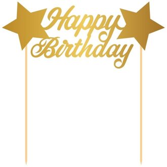 Folat Taart topper Happy Birthday goud 12 cm