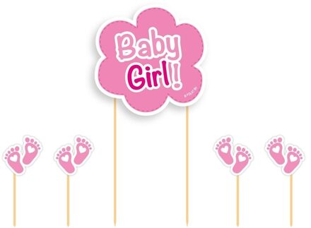 Folat Taartversiering Baby Girl roze - Taartdecoraties
