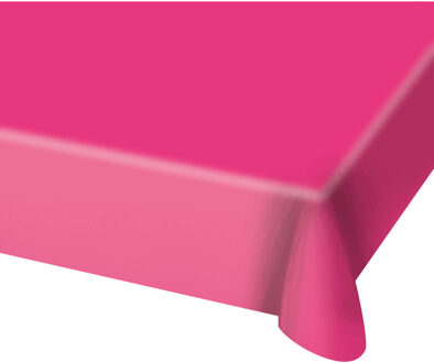 Folat Tafelkleed van plastic fuchsia roze 130 x 180 cm - Feesttafelkleden