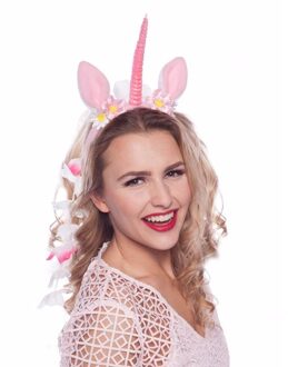 Folat Tiara Eenhoorn Dames Polyester Wit/roze 2-delig