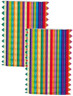 Folat Trek lampion strepen - 2x - H16 cm - meerkleurig - papier