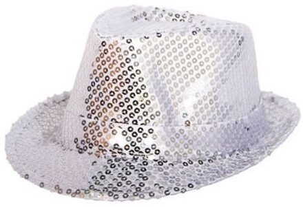 Folat Trilby Hoed Met Glitters - Zilverkleurig