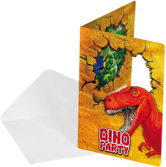 Folat uitnodigingen Dinosaurus junior papier 6 stuks Multikleur