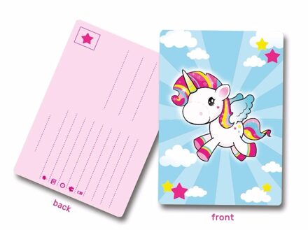 Folat Uitnodigingskaartjes - met eenhoorn print - 24x stuks - kinderfeestje - feestartikelen