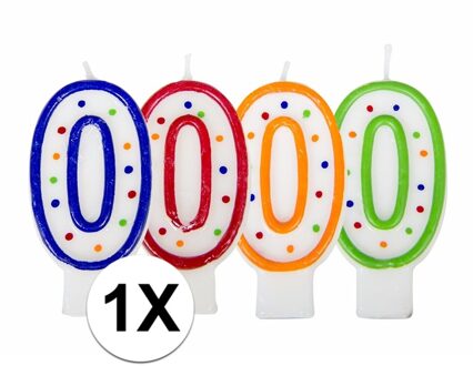 Folat Verjaardag cijferkaars 0 - Multi - met stippen - feest taart kaarsjes - versiering