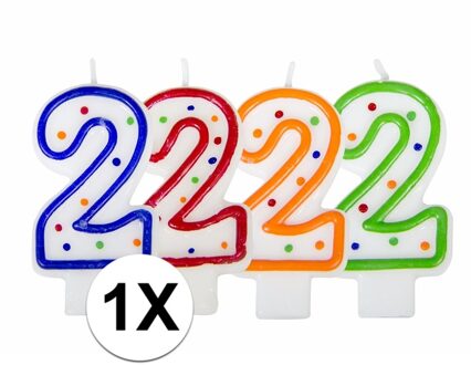 Folat Verjaardag cijferkaars 2 - Multi - met stippen - feest taart kaarsjes - versiering