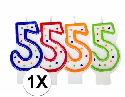 Folat Verjaardag cijferkaars 5 - Multi - met stippen - feest taart kaarsjes - versiering