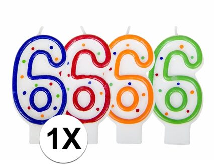 Folat Verjaardag cijferkaars 6 - Multi - met stippen - feest taart kaarsjes - versiering