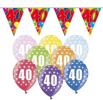 Folat Verjaardag feest 40 jaar versieringen pakket vlaggetjes en ballonnen