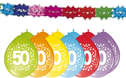 Folat Verjaardag feest 50 jaar versieringen pakket slingers en ballonnen