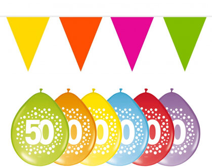Folat Verjaardag feest 50 jaar versieringen pakket vlaggetjes en ballonnen