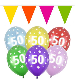 Folat Verjaardag feest 50 jaar versieringen pakket vlaggetjes en ballonnen