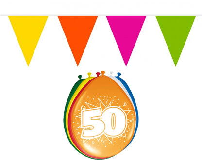 Folat Verjaardag feest 50 jaar versieringen pakket vlaggetjes en ballonnen