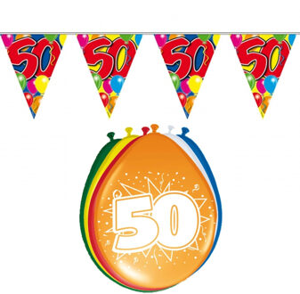 Folat Verjaardag feest 50 jaar versieringen pakket vlaggetjes en ballonnen