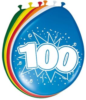 Folat Verjaardag feest ballonnen - leeftijd 100 jaar - 24x stuks - feestversiering