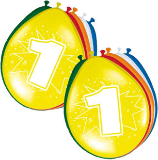 Folat Verjaardag Leeftijd Ballonnen 1 Jaar - 16x Stuks - Multi - 30 cm - Feestartikelen/versieringen