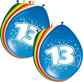 Folat Verjaardag Leeftijd Ballonnen 13 Jaar - 16x - 8 Stuks - Multi - 30 cm - Feestartikelen/versier