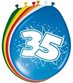 Folat Verjaardag leeftijd ballonnen - 35 jaar - 24x stuks - mix kleuren - feestartikelen/versiering Multi