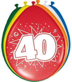 Folat Verjaardag leeftijd ballonnen 40 jaar - 32x - multi - 40 cm - feestartikelen/versieringen
