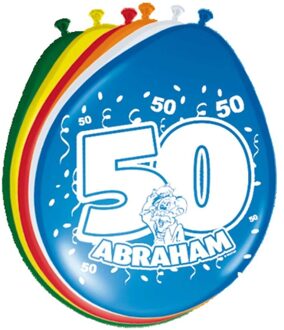 Folat Verjaardag leeftijd ballonnen 50 jaar - 8x - multi - 50 cm - Abraham - versiering