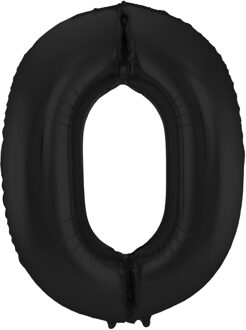 Folat Verjaardag Leeftijd folieballon - 0 jaar - zwart - 86 cm - cijferballon groot