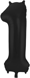 Folat Verjaardag Leeftijd folieballon - 1 jaar - zwart - 86 cm - cijferballon groot