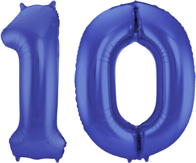 Folat Verjaardag Leeftijd folieballon - 10 jaar - blauw - 86 cm - cijferballon groot