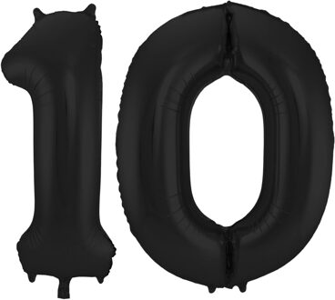 Folat Verjaardag Leeftijd folieballon - 10 jaar - zwart - 86 cm - cijferballon groot