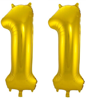 Folat Verjaardag Leeftijd folieballon - 11 jaar - goud - 86 cm - cijferballon groot