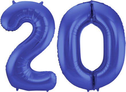 Folat Verjaardag Leeftijd folieballon - 20 jaar - blauw - 86 cm - cijferballon groot