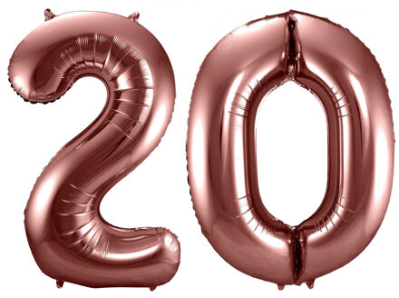 Folat Verjaardag Leeftijd folieballon - 20 jaar - ros? goud - 86 cm - cijferballon groot