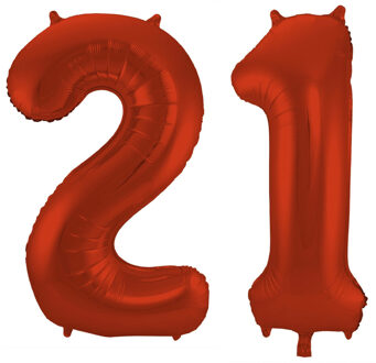Folat Verjaardag Leeftijd folieballon - 21 jaar - rood - 86 cm - cijferballon groot