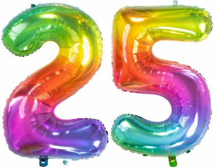 Folat Verjaardag Leeftijd folieballon - 25 jaar - multi kleuren - 86 cm - cijferballon groot