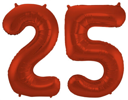 Folat Verjaardag Leeftijd folieballon - 25 jaar - rood - 86 cm - cijferballon groot