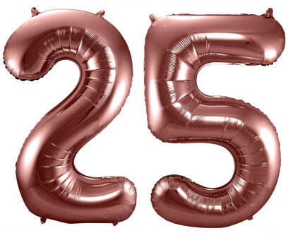 Folat Verjaardag Leeftijd folieballon - 25 jaar - ros? goud - 86 cm - cijferballon groot