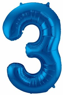 Folat Verjaardag Leeftijd folieballon - 3 jaar - blauw - 86 cm - cijferballon groot