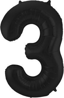 Folat Verjaardag Leeftijd folieballon - 3 jaar - zwart - 86 cm - cijferballon groot