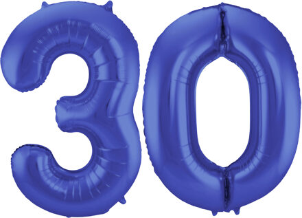 Folat Verjaardag Leeftijd folieballon - 30 jaar - blauw - 86 cm - cijferballon groot