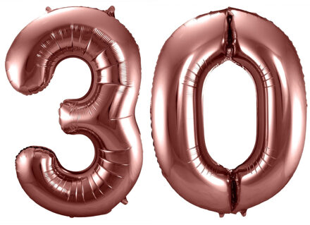 Folat Verjaardag Leeftijd folieballon - 30 jaar - ros? goud - 86 cm - cijferballon groot