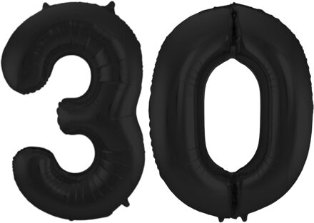 Folat Verjaardag Leeftijd folieballon - 30 jaar - zwart - 86 cm - cijferballon groot